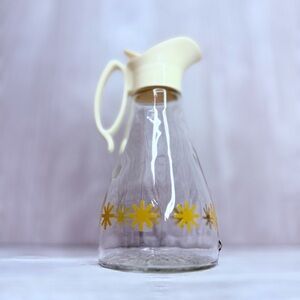 Vintage rare 50s Pyrex Atomic Starburst Log Cabin Syrup Dispenser Pitcher glass